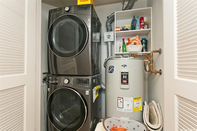 600 Ala Moana Blvd Unit 3401, Honolulu, HI 96813 - laundry room with stacked washer and clothes dryer and electric water heater