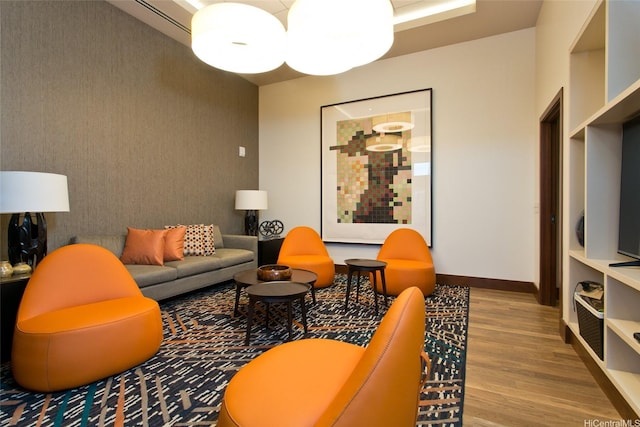600 Ala Moana Blvd Unit 3401, Honolulu, HI 96813 - living room with wood finished floors and wallpapered walls
