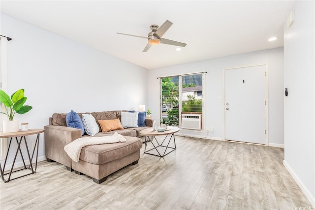 47-366 Hui Iwa St Unit 71, Kaneohe, HI 96744 - living area with light wood-style floors, ceiling fan, cooling unit, and recessed lighting