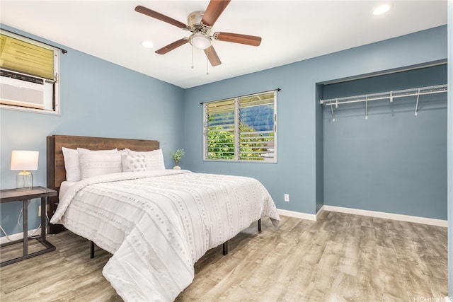 47-366 Hui Iwa St Unit 71, Kaneohe, HI 96744 - bedroom with wood finished floors, recessed lighting, and ceiling fan