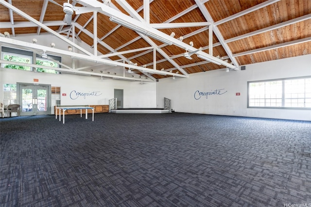 239 Mananai Pl Unit 54F, Honolulu, HI 96818 - garage featuring wooden ceiling and french doors