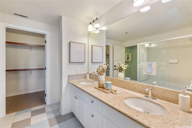 520 Lunalilo Home Rd Unit 6107, Honolulu, HI 96825 - full bathroom with a shower with door, double vanity, and a spacious closet