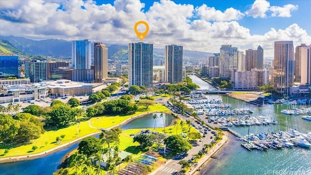 1600 Ala Moana Blvd Unit 306, Honolulu, HI 96815 - drone / aerial view of city skyline, a marina, and a large body of water