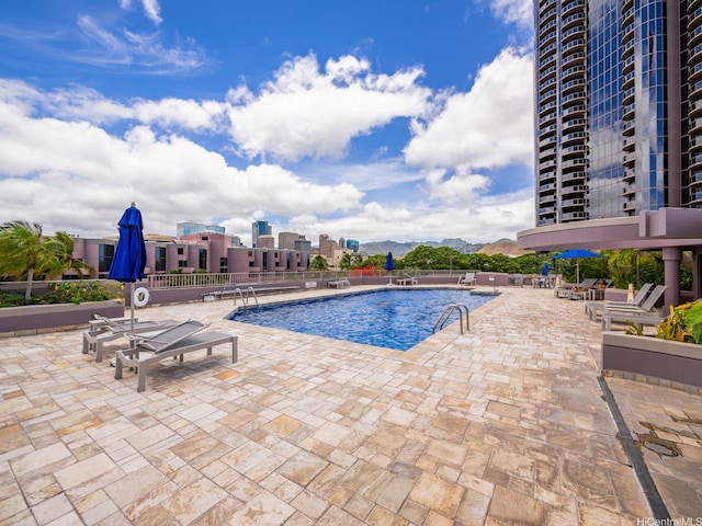 415 S St Unit 1602, Honolulu, HI 96813 - community pool featuring a patio area, a mountain view, and a city view