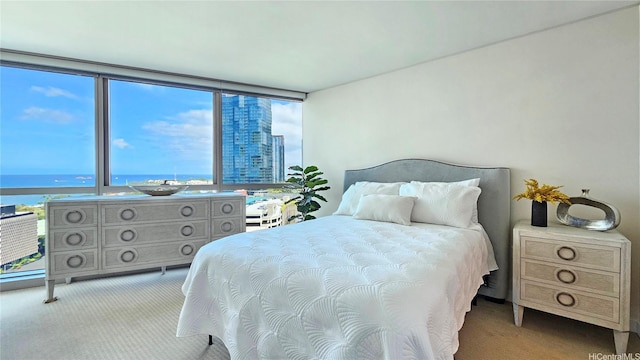 1177 Queen St Unit 1805, Honolulu, HI 96814 - carpeted bedroom featuring a water view and floor to ceiling windows