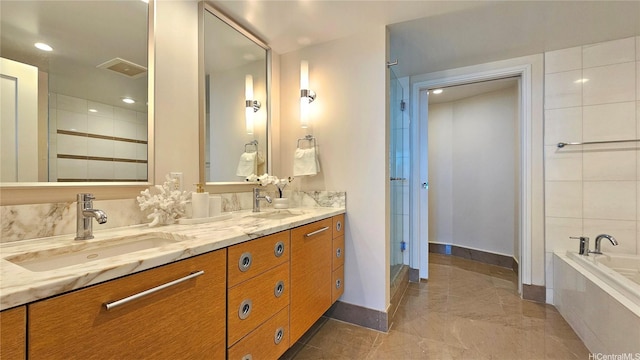 1177 Queen St Unit 1805, Honolulu, HI 96814 - full bath with double vanity, a garden tub, and a shower with shower door