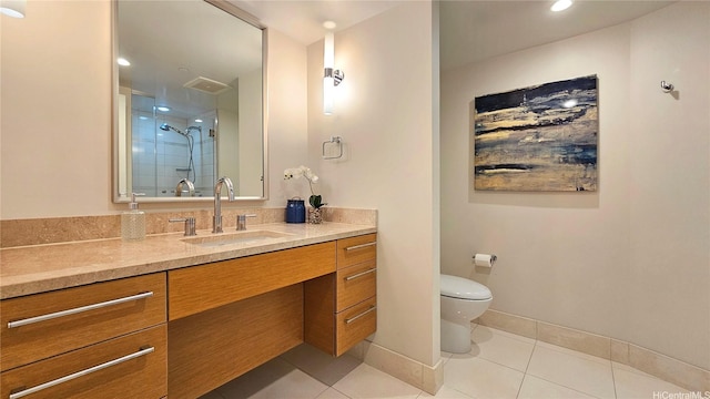 1177 Queen St Unit 1805, Honolulu, HI 96814 - bathroom featuring vanity, tile patterned flooring, and a shower stall