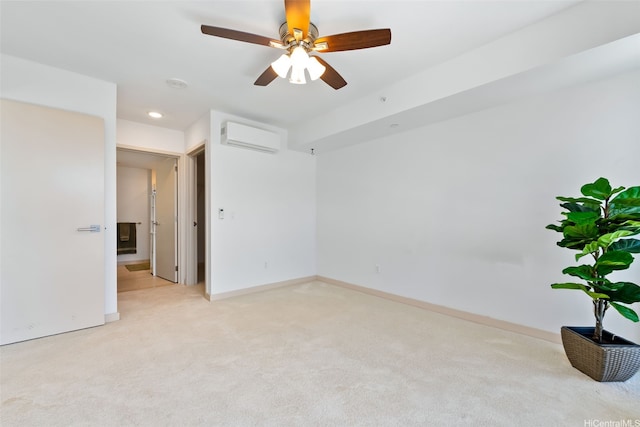 555 S St Unit 2303, Honolulu, HI 96813 - unfurnished room featuring an AC wall unit, light colored carpet, ceiling fan, and recessed lighting