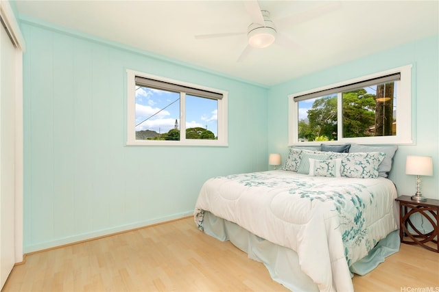 45-860 Anoi Rd Unit 5, Kaneohe, HI 96744 - bedroom with wood finished floors and a ceiling fan