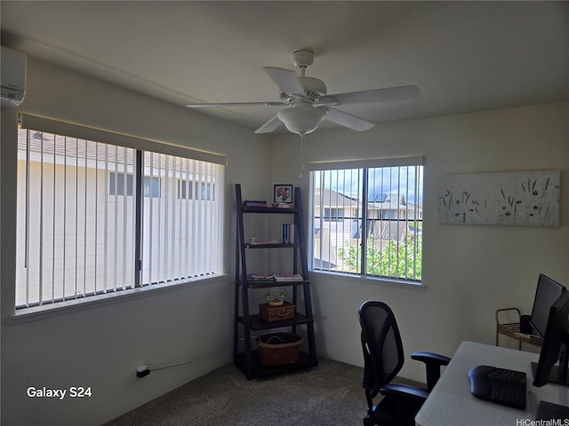 94-1008 Makakoa Loop, Waipahu, HI 96797 - carpeted home office featuring ceiling fan and an AC wall unit