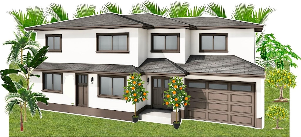 1810 9th Ave Unit 1810, Honolulu, HI 96816 - view of front of property with stucco siding, a garage, and a front lawn