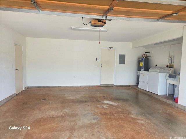 94-1060 Lelehu St, Waipahu, HI 96797 - garage with independent washer and dryer, electric panel, water heater, and a garage door opener