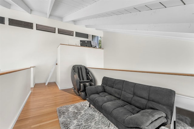 1789 Laukahi St, Honolulu, HI 96821 - office area featuring wood finished floors and beam ceiling