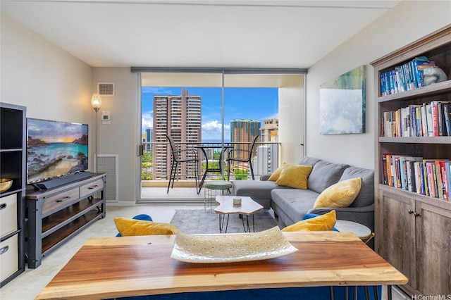 400 Hobron Ln Unit 2809, Honolulu, HI 96815 - living area featuring a wall of windows and a city view