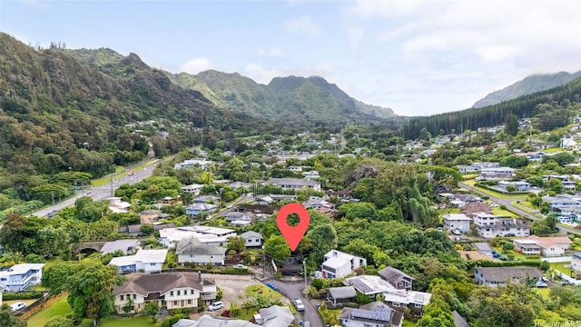 3233 Allan Pl, Honolulu, HI 96817 - aerial view of property's location with a mountainous background and nearby suburban area