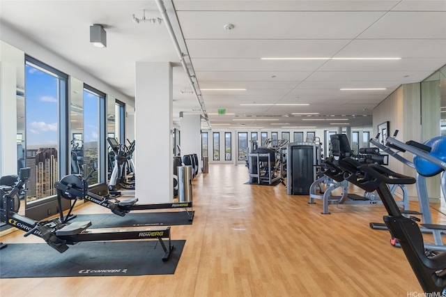 987 Queen St Unit 3209, Honolulu, HI 96814 - workout area featuring wood finished floors