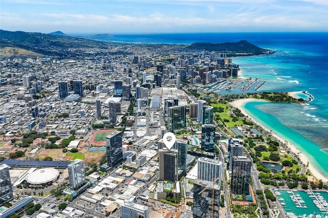 987 Queen St Unit 3209, Honolulu, HI 96814 - aerial view of property's location featuring expansive coastline and nearby urban area