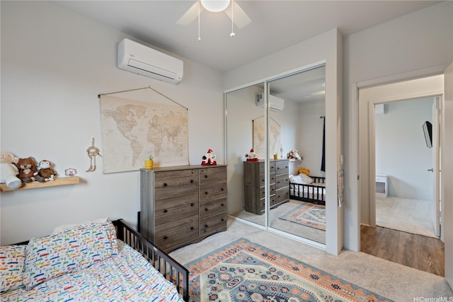 91-1725 Kapeku Loop, Ewa Beach, HI 96706 - carpeted bedroom featuring a wall unit AC, a closet, and ceiling fan