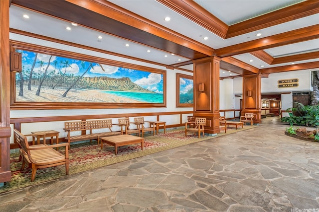 201 Ohua Ave Unit Makai/2808, Honolulu, HI 96815 - building lobby with ornamental molding, a decorative wall, and wainscoting