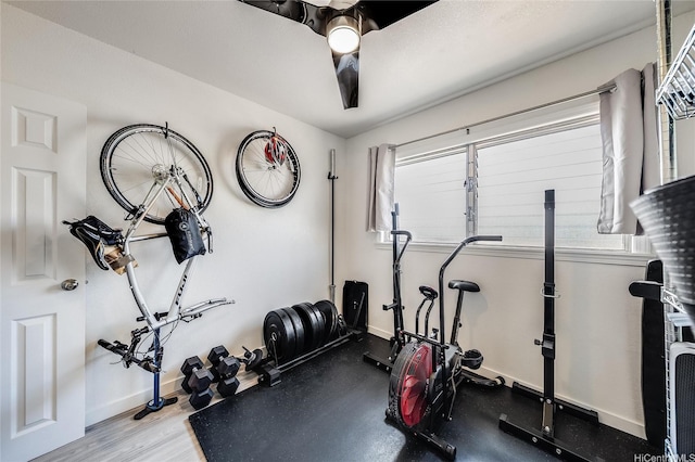 91-630 Kilaha St Unit 1, Ewa Beach, HI 96706 - workout area featuring baseboards and wood finished floors