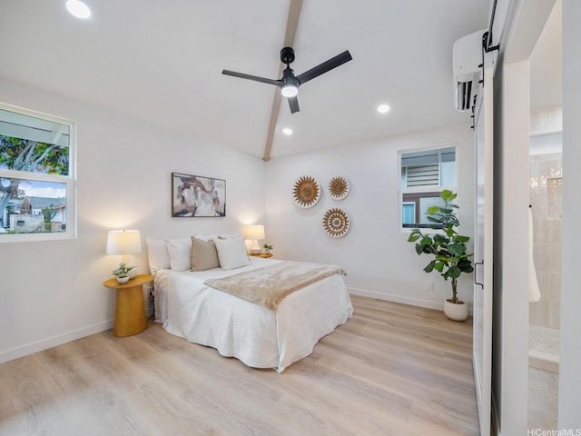 95-161 Kauopae Pl, Mililani, HI 96789 - bedroom with vaulted ceiling, light wood-style flooring, recessed lighting, and a ceiling fan