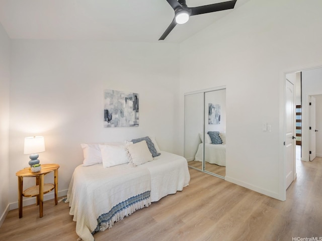 95-161 Kauopae Pl, Mililani, HI 96789 - bedroom featuring light wood-style floors, a ceiling fan, and lofted ceiling