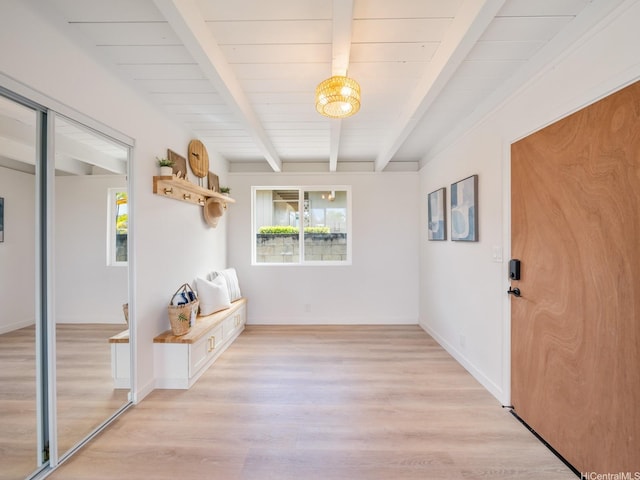 95-161 Kauopae Pl, Mililani, HI 96789 - foyer featuring healthy amount of natural light, beamed ceiling, and light wood-style flooring