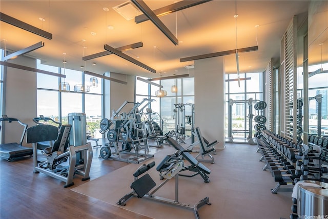1000 Auahi St Unit 2007, Honolulu, HI 96814 - workout area with a wall of windows and plenty of natural light