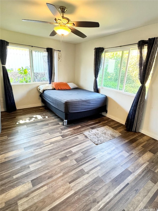 68-3521 E Makuahine St, Waikoloa, HI 96738 - bedroom featuring wood finished floors and ceiling fan