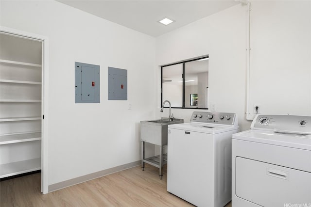 98-653 Papalealii St, Aiea, HI 96701 - laundry area featuring washer and dryer, light wood-type flooring, and electric panel