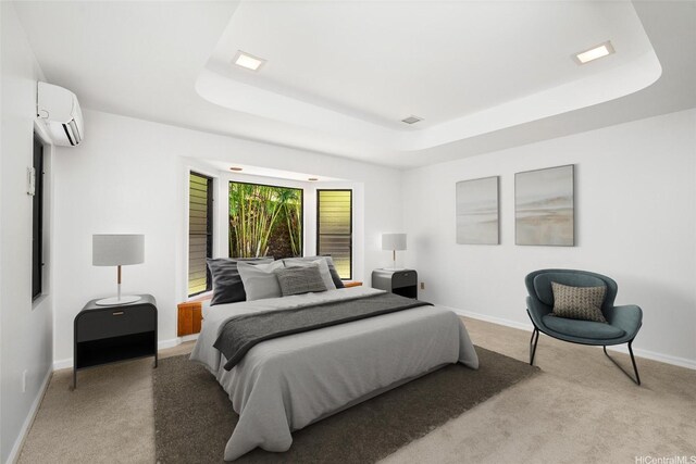 98-653 Papalealii St, Aiea, HI 96701 - bedroom with a tray ceiling, light colored carpet, and a wall mounted AC