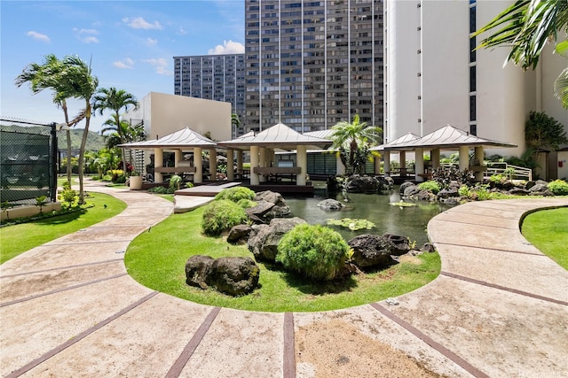 1212 Nuuanu Ave Unit 1104, Honolulu, HI 96817 - view of community featuring a gazebo and a garden pond