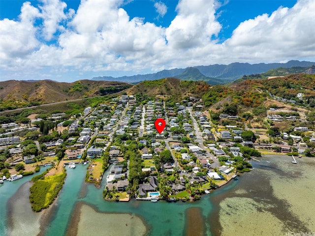 44-151 Bayview Haven Pl, Kaneohe, HI 96744 - aerial view of residential area featuring a water and mountain view