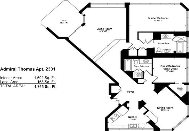 1221 Victoria St Unit 2301, Honolulu, HI 96814 - view of floor plan / room layout