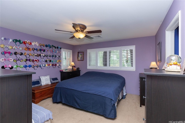 91-1268 Kilipue St, Ewa Beach, HI 96706 - bedroom with light carpet and ceiling fan