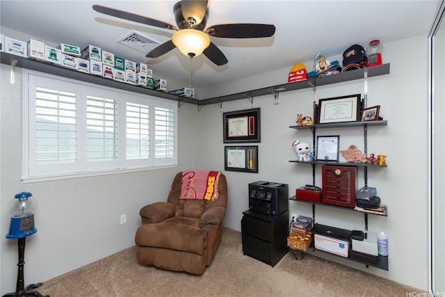 91-1268 Kilipue St, Ewa Beach, HI 96706 - living area with carpet floors and a ceiling fan