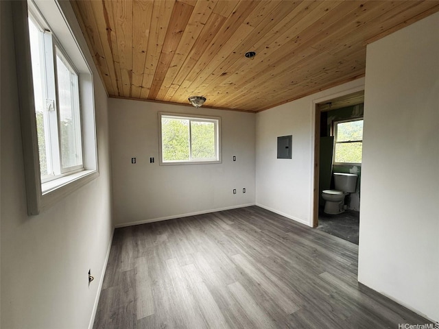 94-6342 Makai St, Naalehu, HI 96772 - empty room with wooden ceiling, electric panel, and wood finished floors