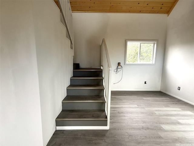 94-6342 Makai St, Naalehu, HI 96772 - stairway with wood ceiling and wood finished floors