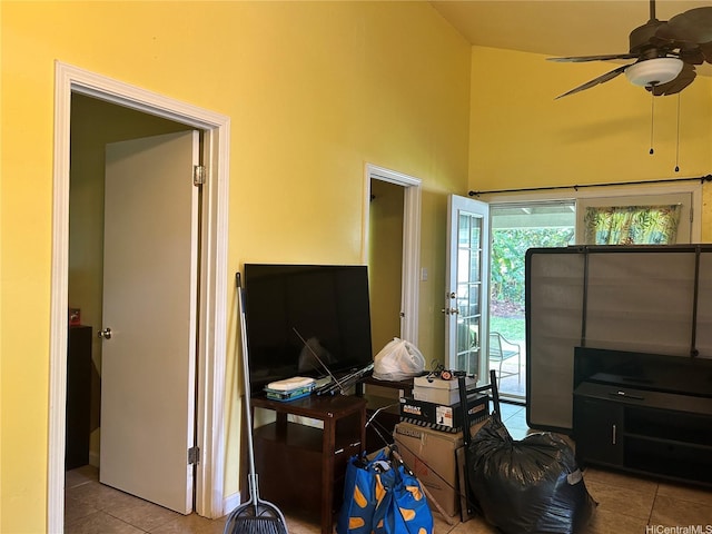 15-2737 Lalakea St, Pahoa, HI 96778 - tiled living room with ceiling fan