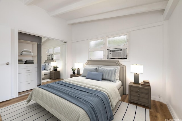 1806 Hoolaa Way, Pearl City, HI 96782 - bedroom with beamed ceiling, wood finished floors, a closet, and cooling unit