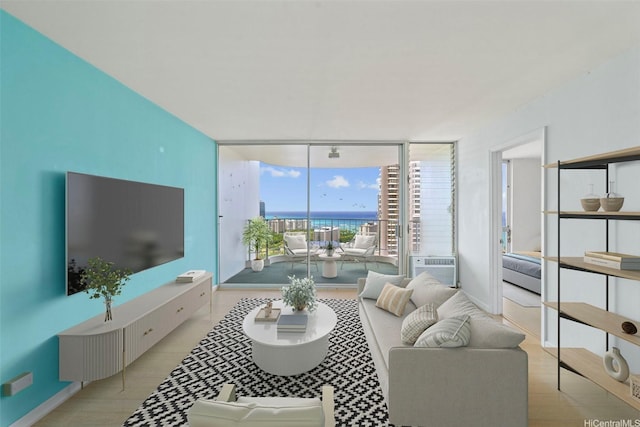 469 Ena Rd Unit 3208, Honolulu, HI 96815 - living room with expansive windows and wood finished floors