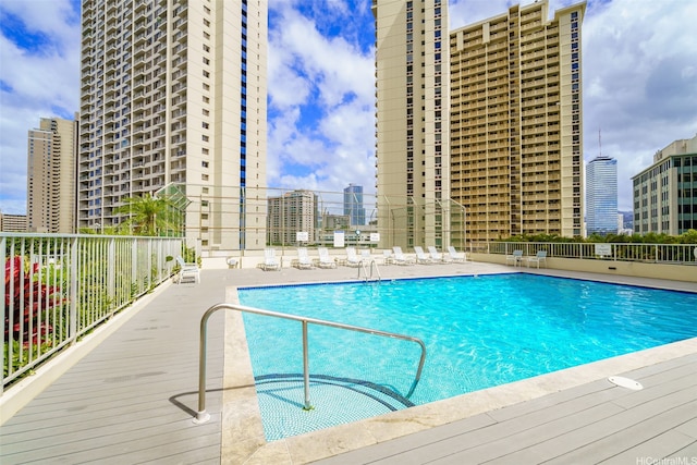 469 Ena Rd Unit 3208, Honolulu, HI 96815 - community pool featuring a city view and a patio area