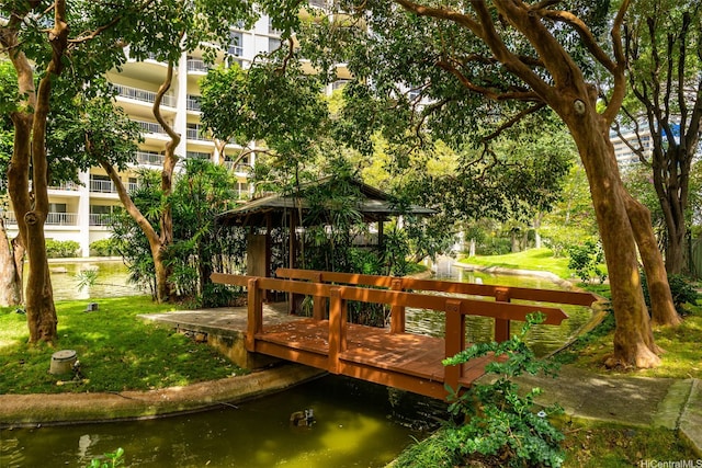 469 Ena Rd Unit 3208, Honolulu, HI 96815 - wooden terrace featuring a gazebo and a yard