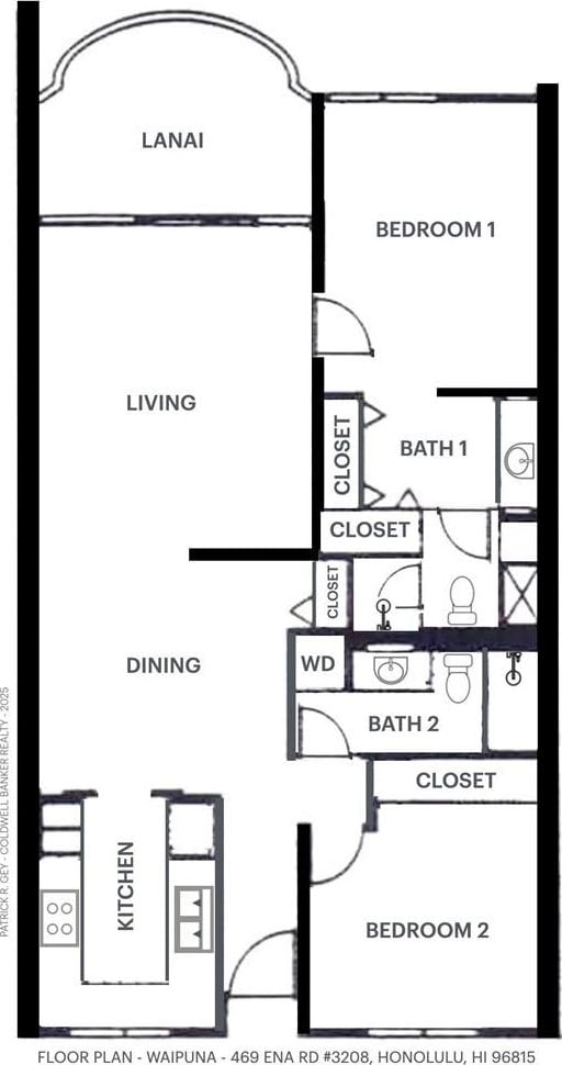 469 Ena Rd Unit 3208, Honolulu, HI 96815 - view of room layout