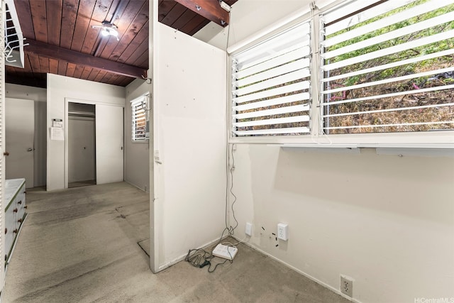 222 Kawaikui Pl, Honolulu, HI 96821 - interior space with a wooden ceiling with exposed beams