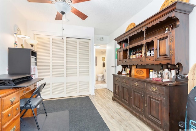 1022 Prospect St Unit 704A, Honolulu, HI 96822 - office featuring ceiling fan and light wood-type flooring