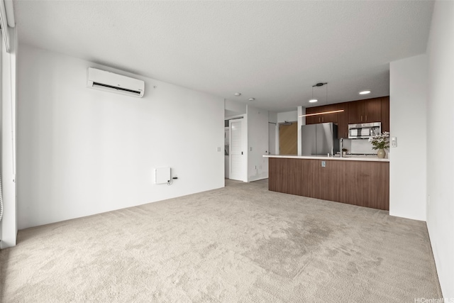 615 Keawe St Unit 3005, Honolulu, HI 96813 - unfurnished living room with a wall mounted air conditioner, carpet flooring, and recessed lighting