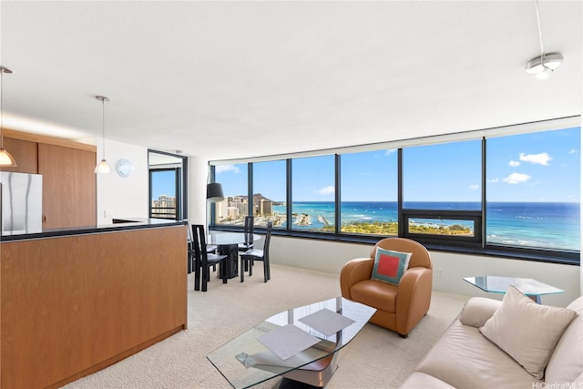 1330 Ala Moana Blvd Unit 3305, Honolulu, HI 96814 - living area with light carpet and a water view