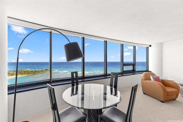 1330 Ala Moana Blvd Unit 3305, Honolulu, HI 96814 - dining space with a water view and carpet