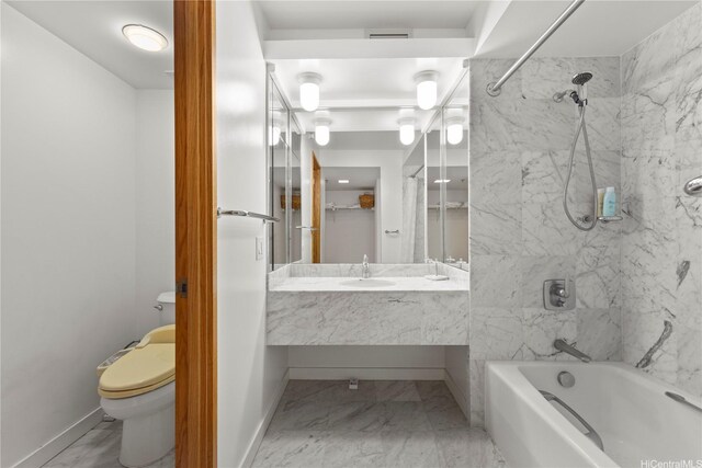 1330 Ala Moana Blvd Unit 3305, Honolulu, HI 96814 - full bath featuring bathtub / shower combination, vanity, and marble look tiles